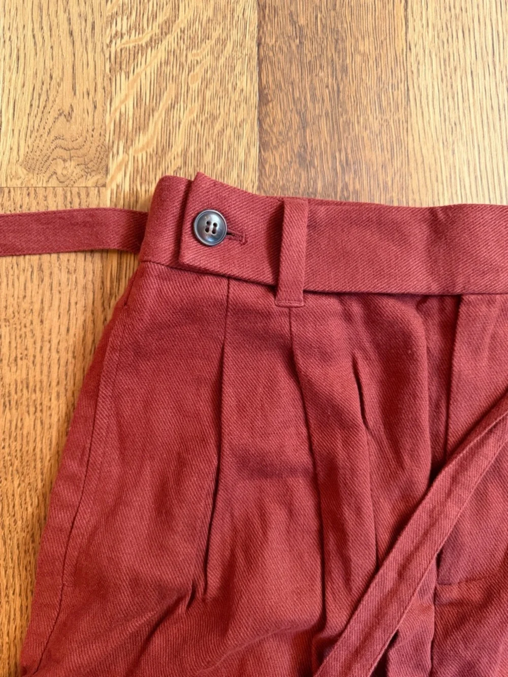 NWOT Madewell Belted High-Rise Shorts in Linen-Blend - Burnt Umber - Size 0